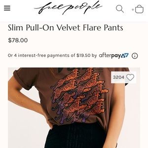 Ribbed velvet pants freepeople NWT